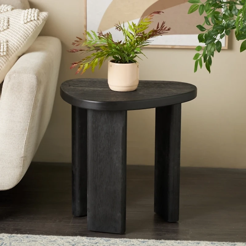 Black Wood Heart Shaped Top Accent Table