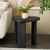 Black Wood Heart Shaped Top Accent Table