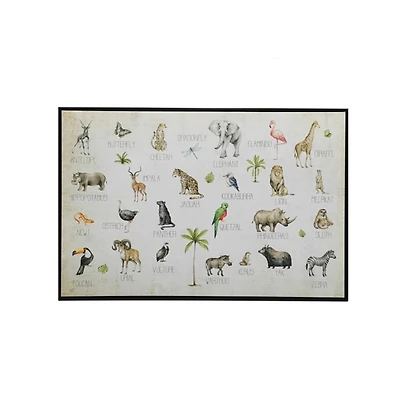 Jungle Alphabet Animals Framed Canvas Art Print