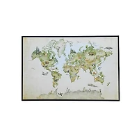 Animal World Map Kids Framed Canvas Art Print