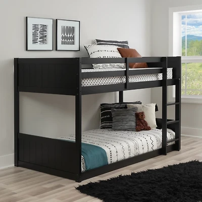 Black Wood Low Profile Darcy Twin Bunk Bed