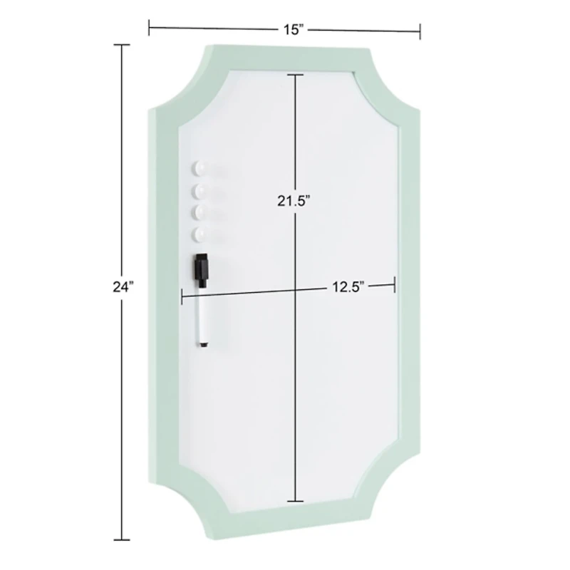 Seafoam Green Scalloped Magnetic Dry Erase Board