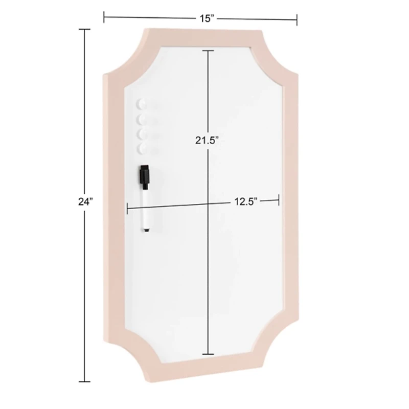 Pink Scalloped Magnetic Dry Erase Board