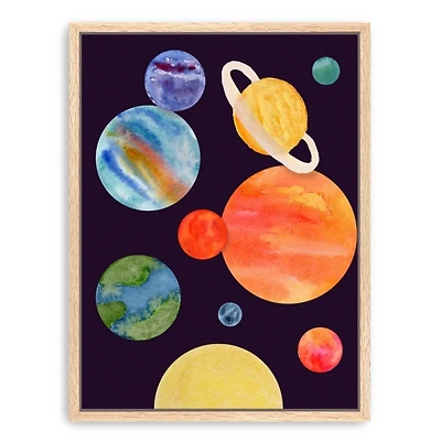 Solar System Kids Framed Canvas Art Print