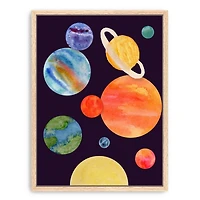 Solar System Kids Framed Canvas Art Print