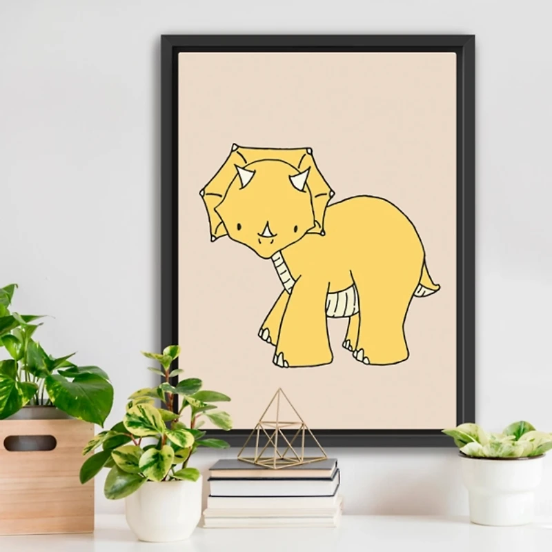 Triceratops Kids Framed Canvas Art Print