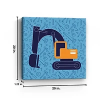 Excavator Kids Canvas Art Print, 20x20