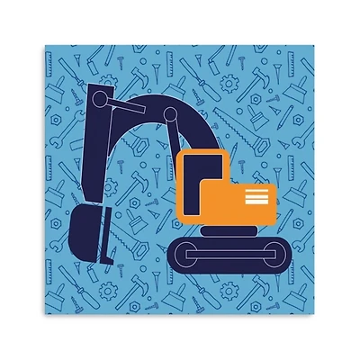 Excavator Kids Canvas Art Print