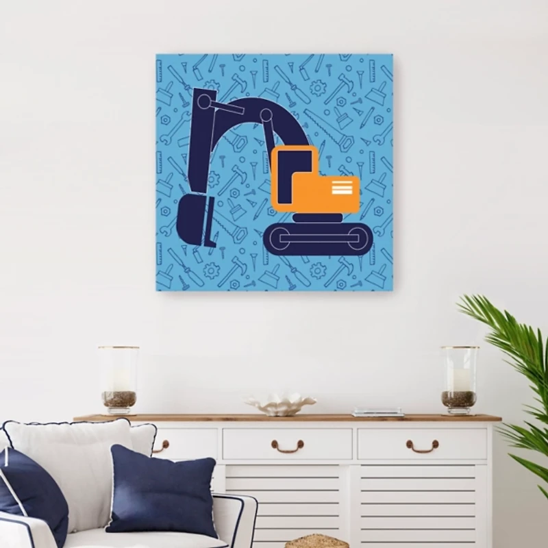 Excavator Kids Canvas Art Print, 30x30