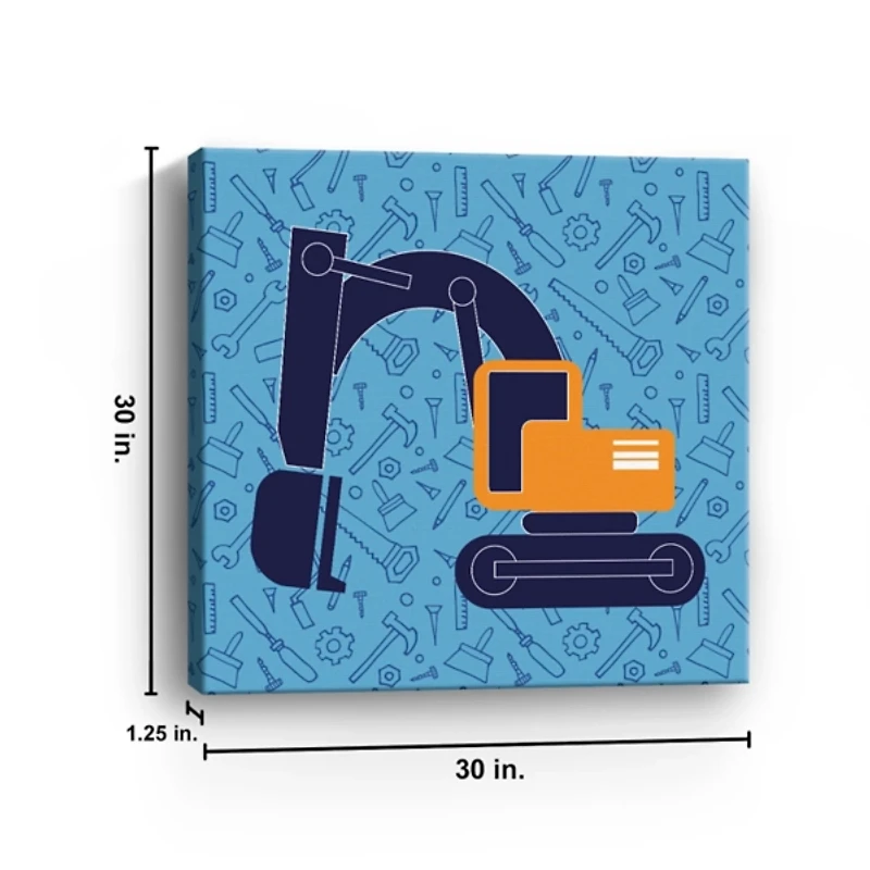 Excavator Kids Canvas Art Print, 30x30