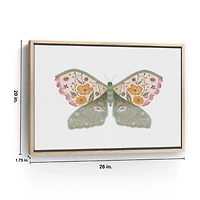 Floral Moth Kids Framed Canvas Art Print