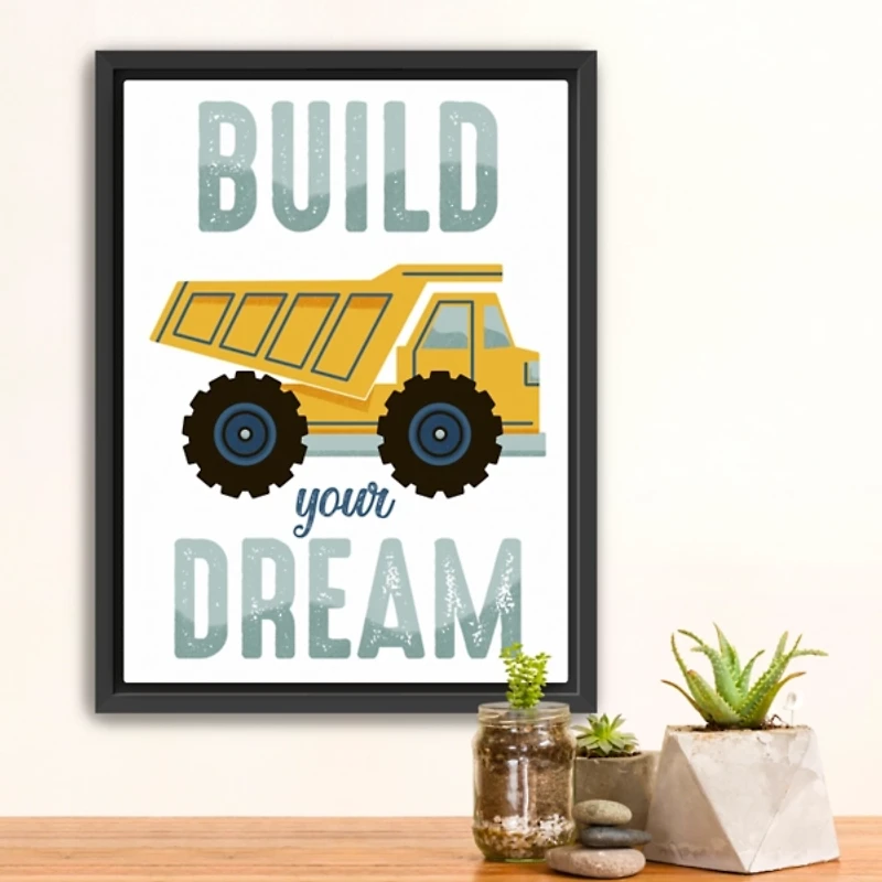 Build Your Dream Kids Framed Canvas Art Print
