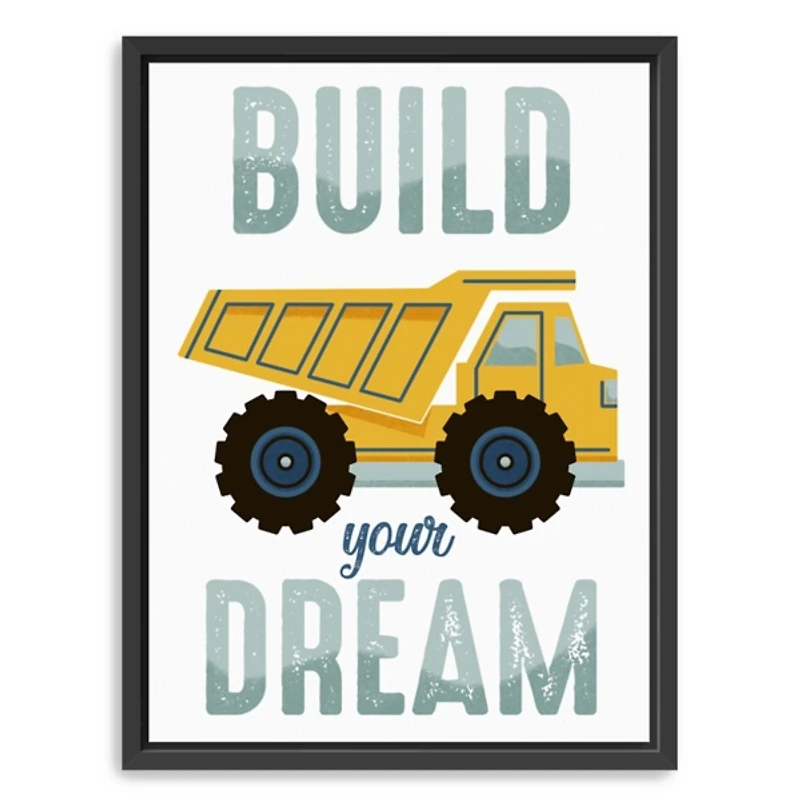 Build Your Dream Kids Framed Canvas Art Print
