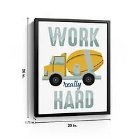 Work Really Hard Kids Framed Canvas Art Print