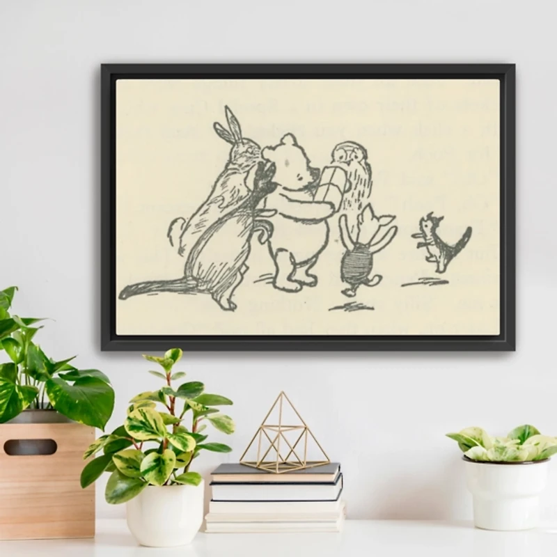 A Present for Pooh Framed Canvas Art Print