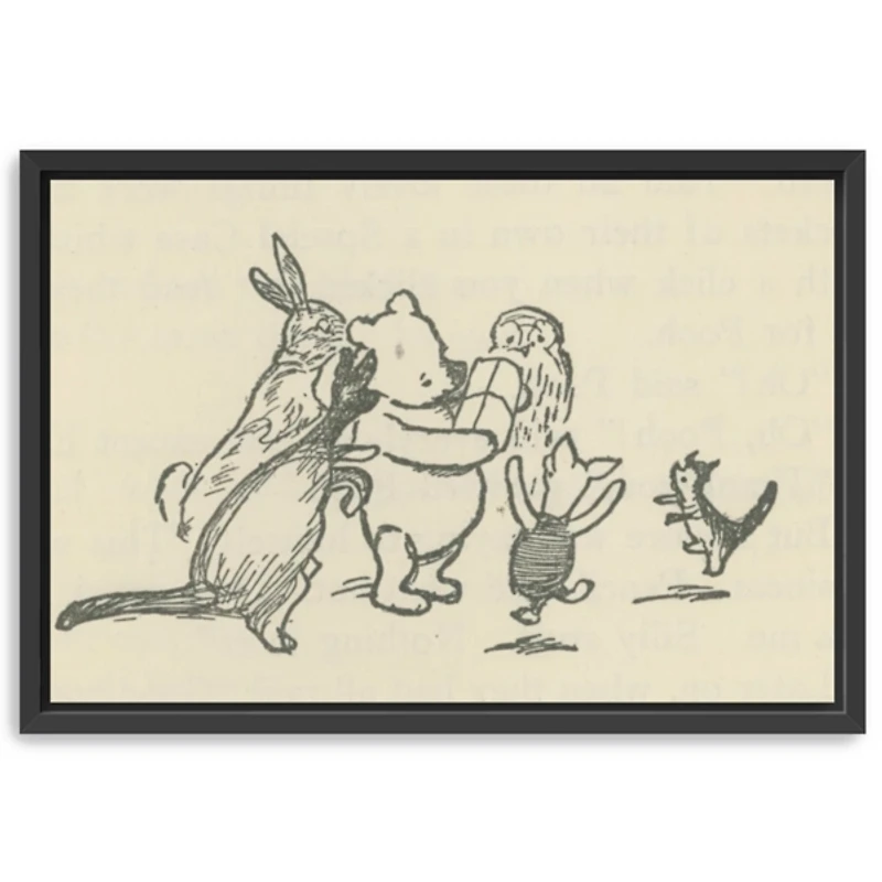 A Present for Pooh Framed Canvas Art Print