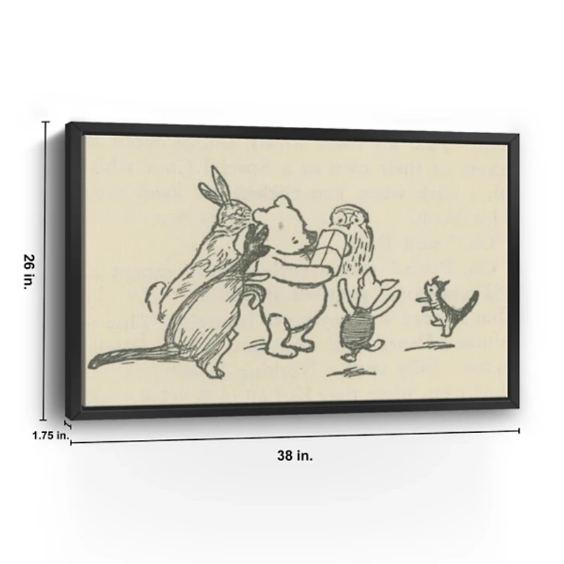 A Present for Pooh Framed Canvas Art Print, 38x26