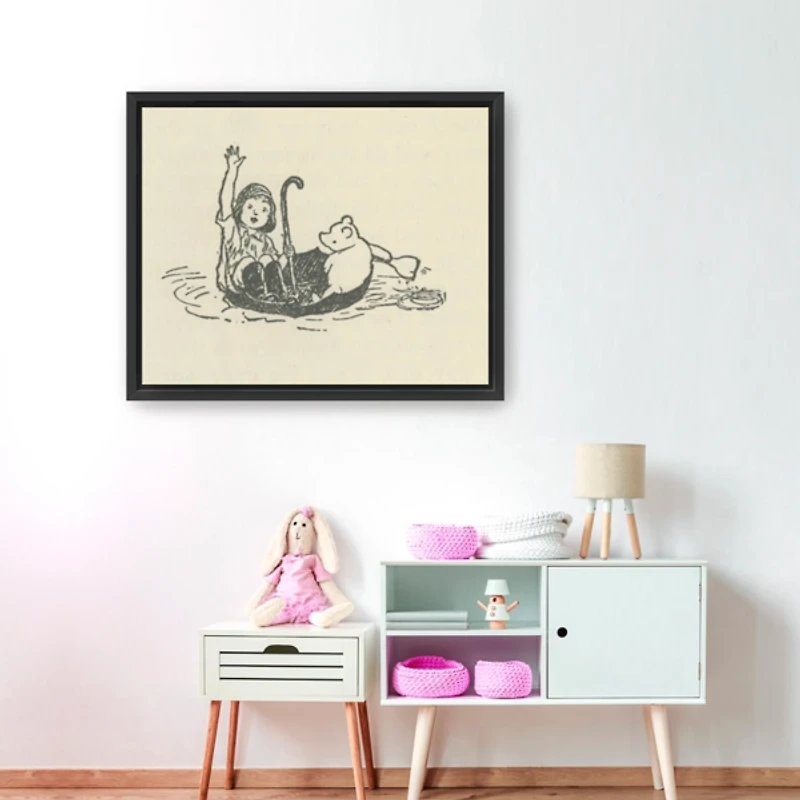 Brain of Pooh Framed Canvas Art Print, 32x26