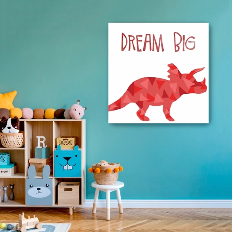 Red Dream Big Dino Canvas Art Print, 30x30