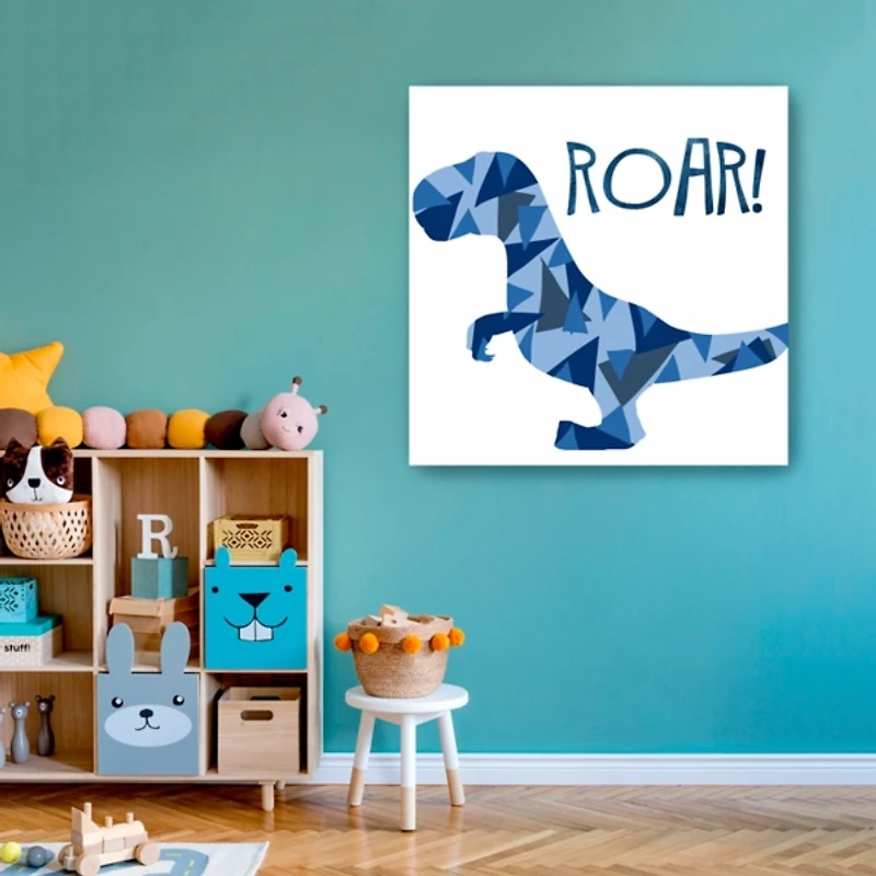 Blue Dino Canvas Art Print, 30x30