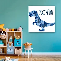 Blue Dino Canvas Art Print, 30x30