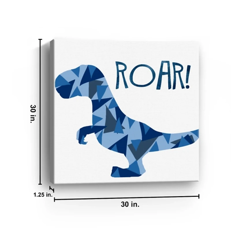 Blue Dino Canvas Art Print, 30x30