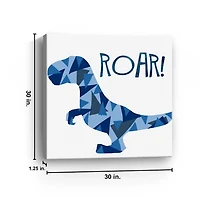 Blue Dino Canvas Art Print, 30x30