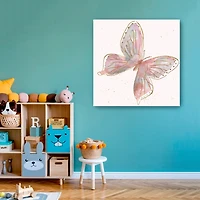 Pink and Gold Butterfly Canvas Art Print, 30x30