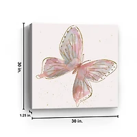 Pink and Gold Butterfly Canvas Art Print, 30x30
