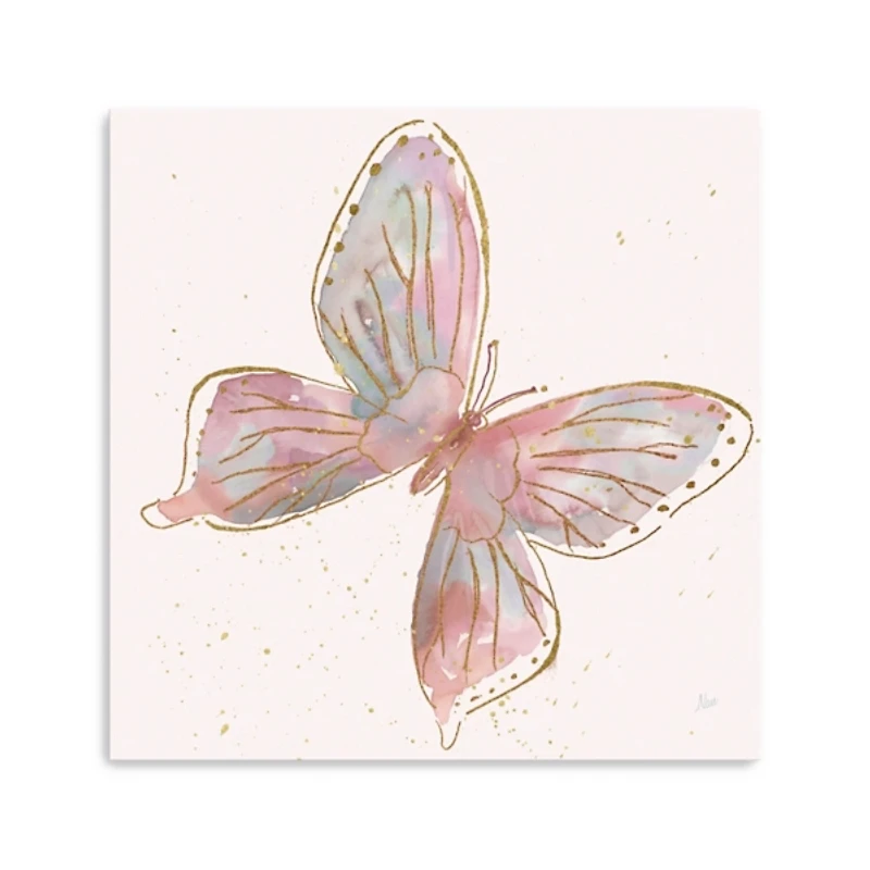 Pink and Gold Butterfly Canvas Art Print, 30x30