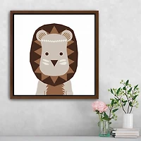 Neutral Lion Framed Canvas Art Print