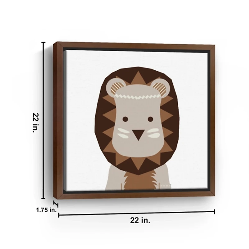 Neutral Lion Framed Canvas Art Print