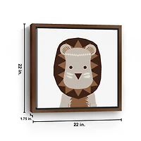 Neutral Lion Framed Canvas Art Print