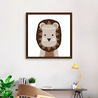 Neutral Lion Framed Canvas Art Print, 30x30
