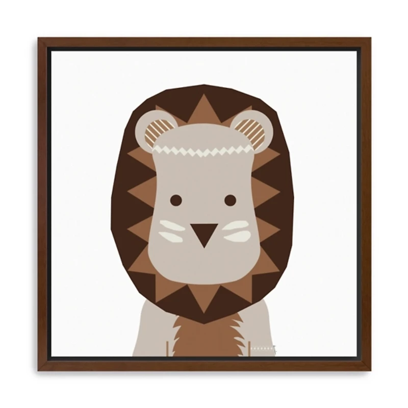 Neutral Lion Framed Canvas Art Print, 30x30