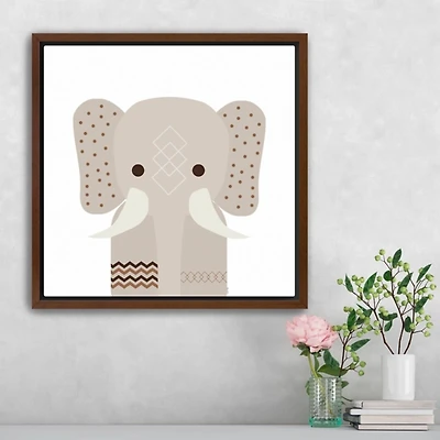 Neutral Elephant Framed Canvas Art Print