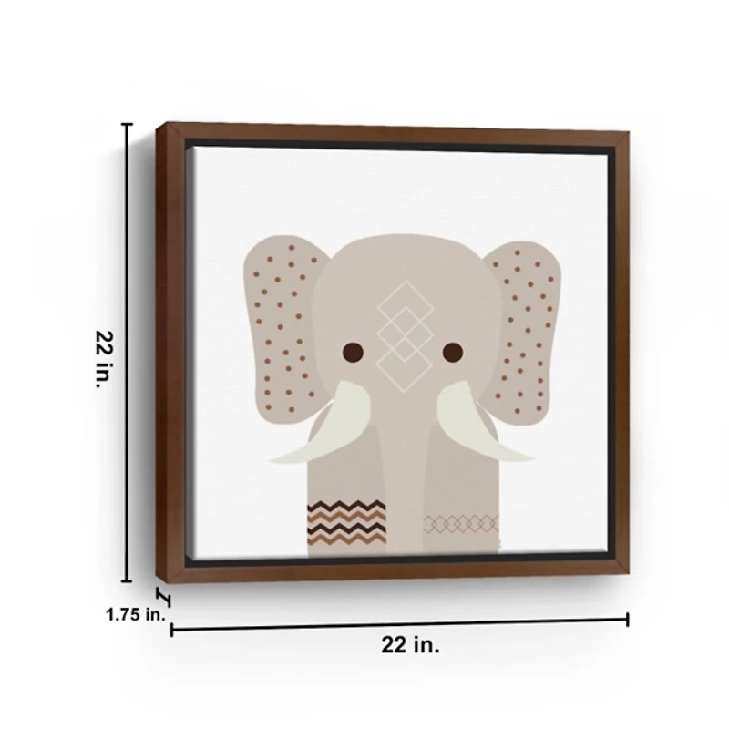 Neutral Elephant Framed Canvas Art Print