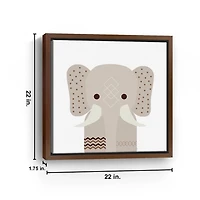 Neutral Elephant Framed Canvas Art Print