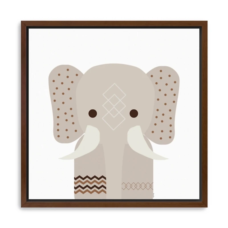 Neutral Elephant Framed Canvas Art Print