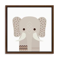 Neutral Elephant Framed Canvas Art Print