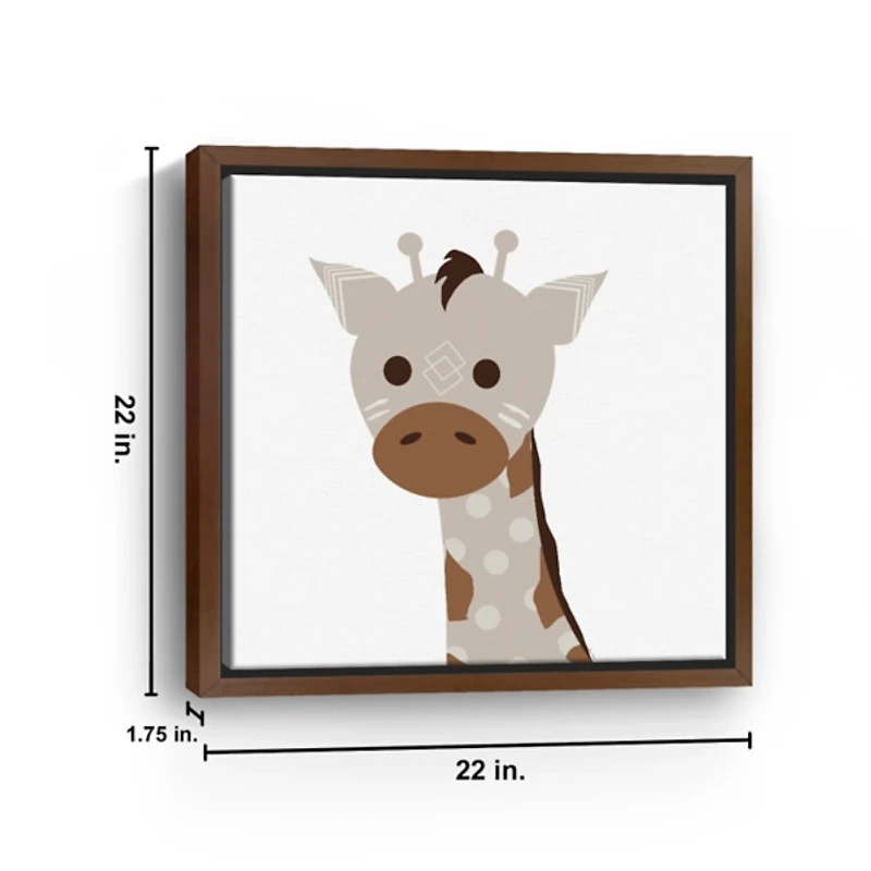 Neutral Giraffe Framed Canvas Art Print