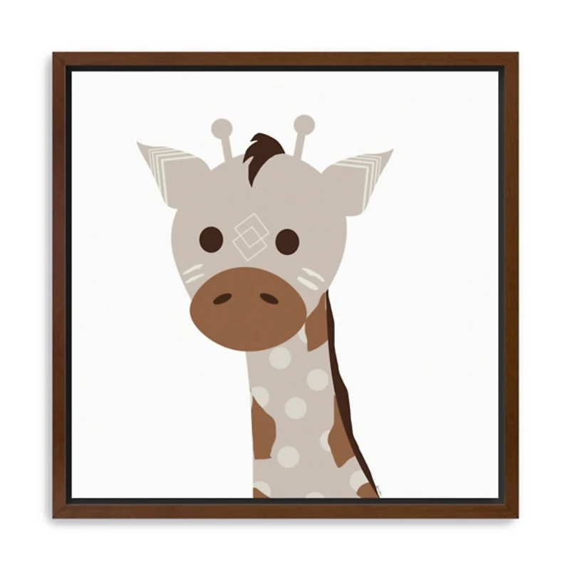 Neutral Giraffe Framed Canvas Art Print