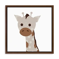 Neutral Giraffe Framed Canvas Art Print