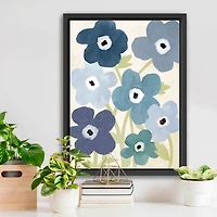 Blue Flower Market Kids Framed Canvas Art Print
