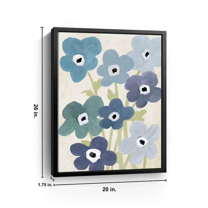 Blue Floral Market Kids Framed Canvas Art Print