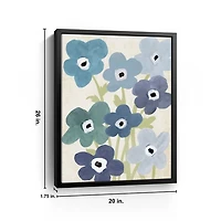 Blue Floral Market Kids Framed Canvas Art Print