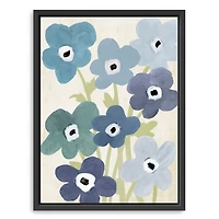 Blue Floral Market Kids Framed Canvas Art Print