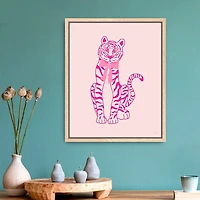 Pink Tiger Bow Kids Framed Canvas Art Print, 18x22