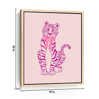 Pink Tiger Bow Kids Framed Canvas Art Print, 18x22