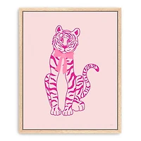Pink Tiger Bow Kids Framed Canvas Art Print, 18x22